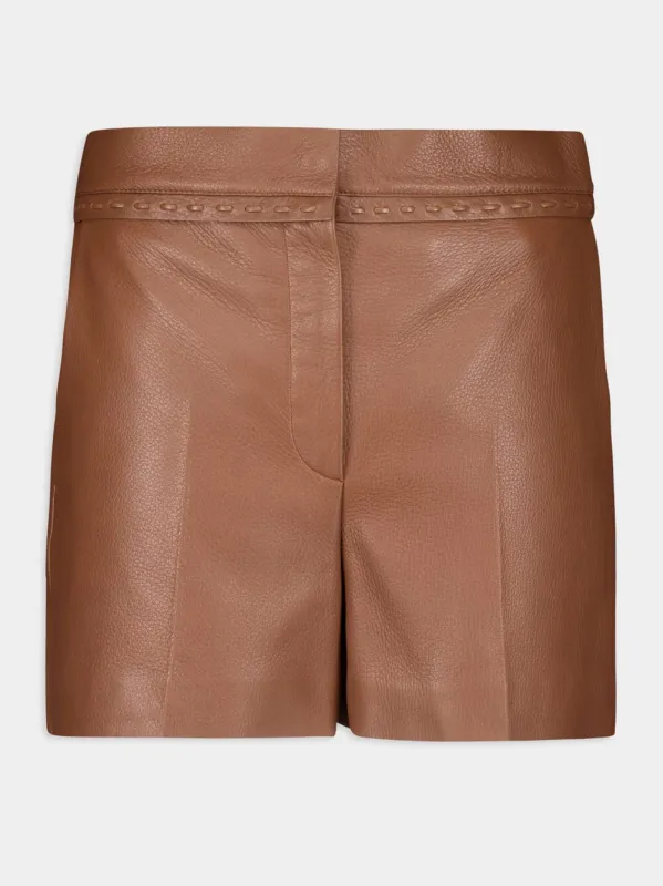 Hazel Leather Straight-Cut Shorts sold by Fashion Clinic