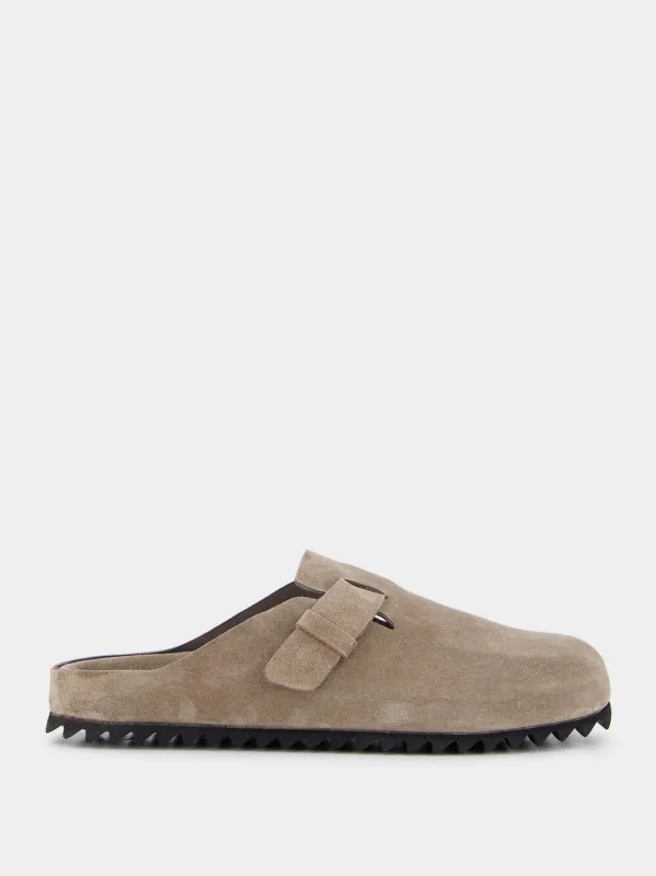 Agorà Taupe Suede Leather Slippers sold by Fashion Clinic