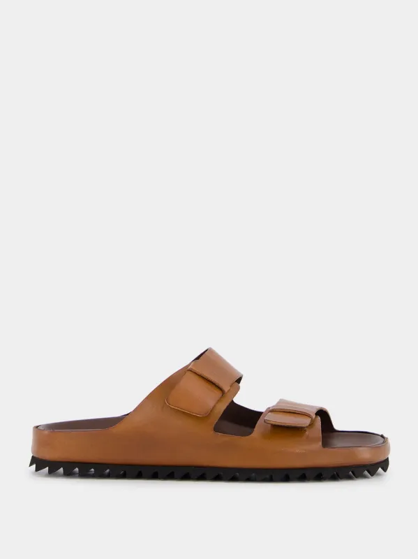 Agorà Brown Leather Slides sold by Fashion Clinic