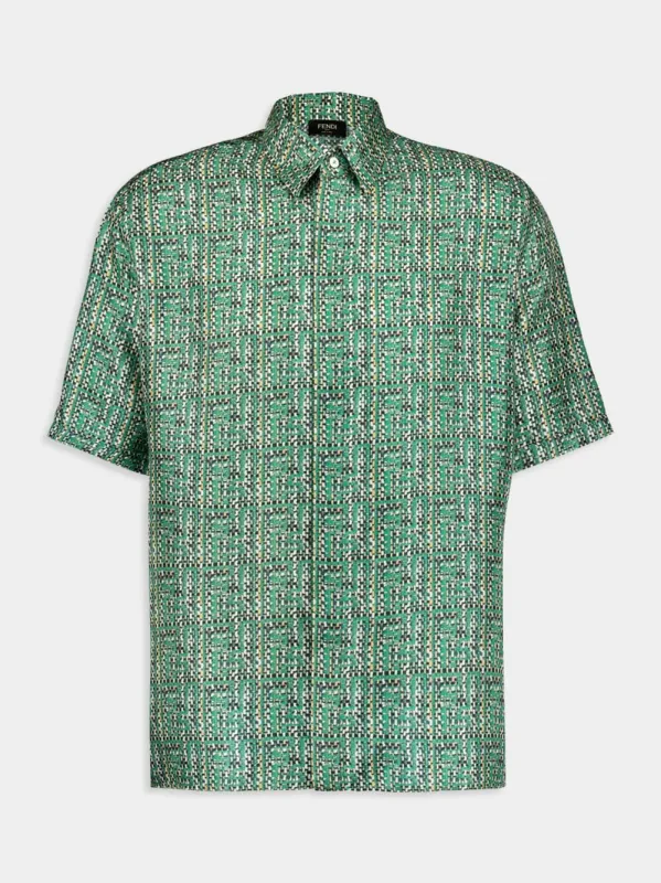 Green FF Woven Silk Shirt sold by Fashion Clinic