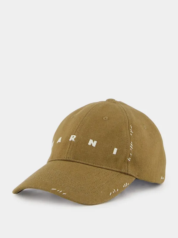Marni Mending Brown Denim Cap sold by Fashion Clinic