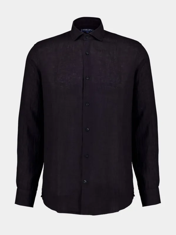 Antonio Black Linen Shirt sold by Fashion Clinic
