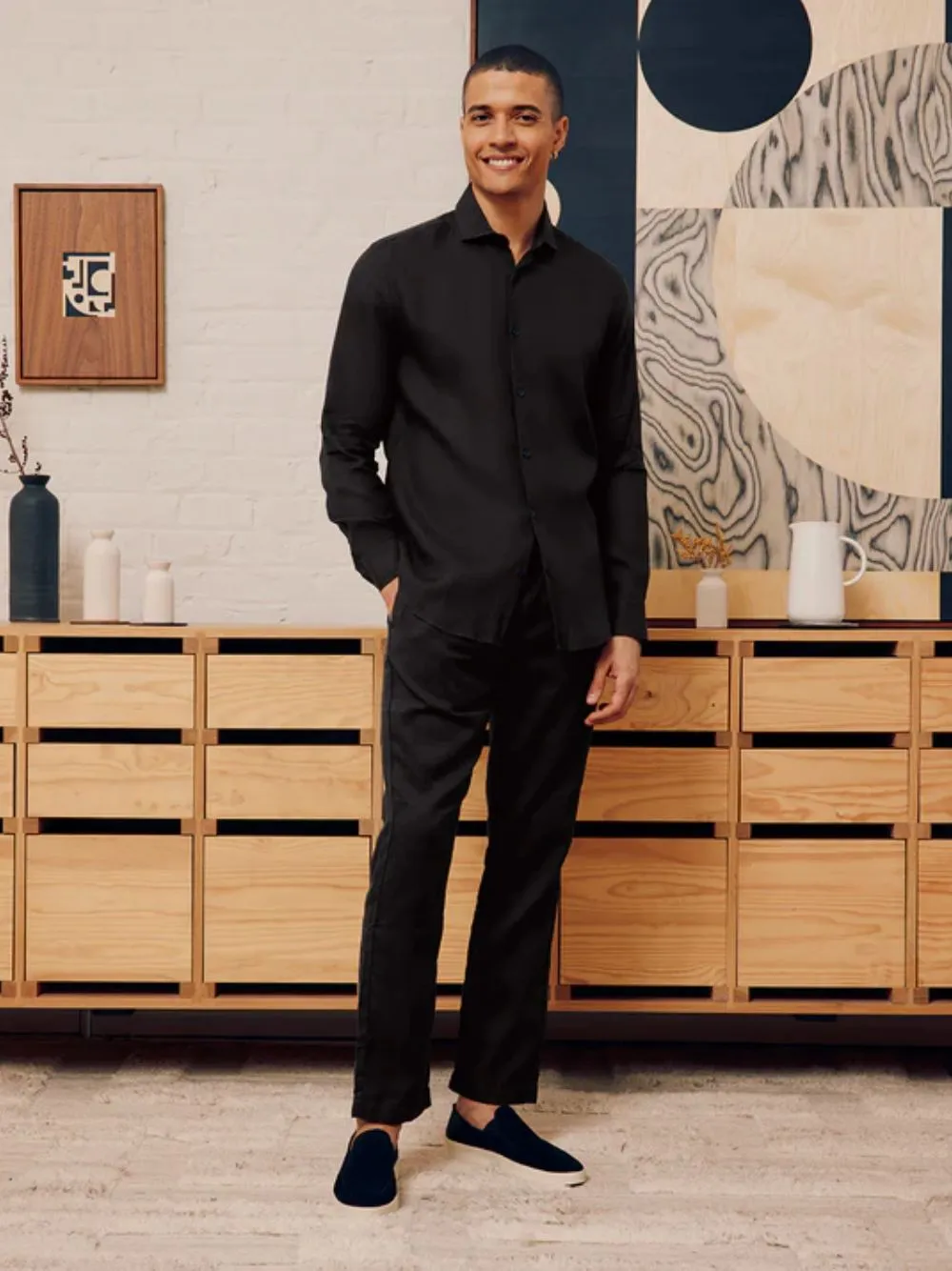 Antonio Black Linen Shirt sold by Fashion Clinic product image thumbnail 2