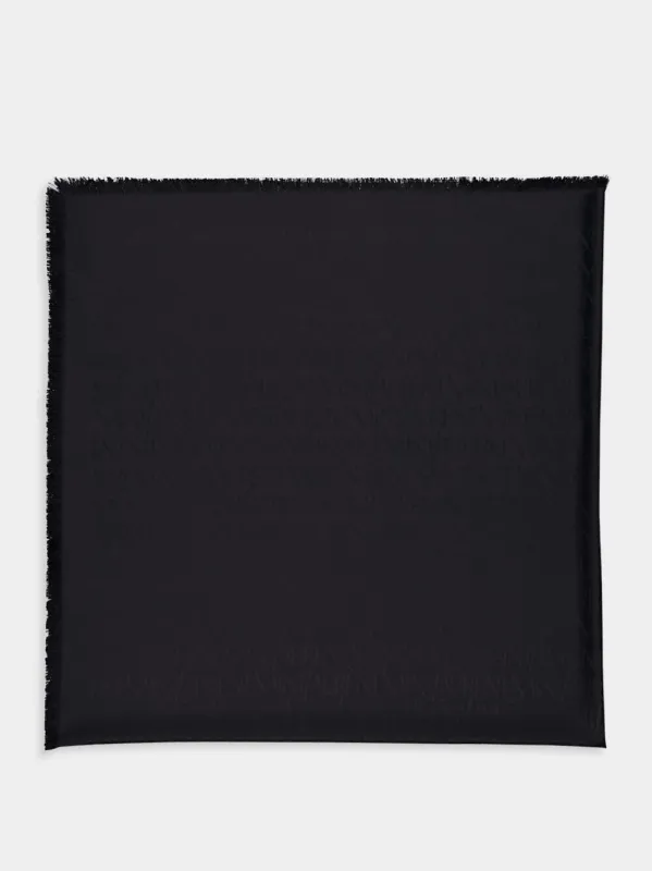 Black Jacquard Organic Silk Scarf sold by Fashion Clinic