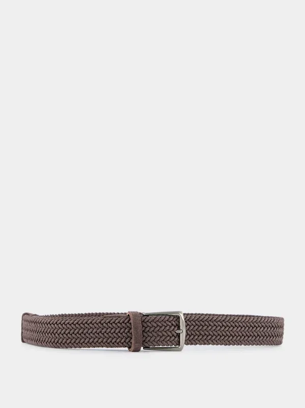 Chocolate Woven Suede Belt sold by Fashion Clinic