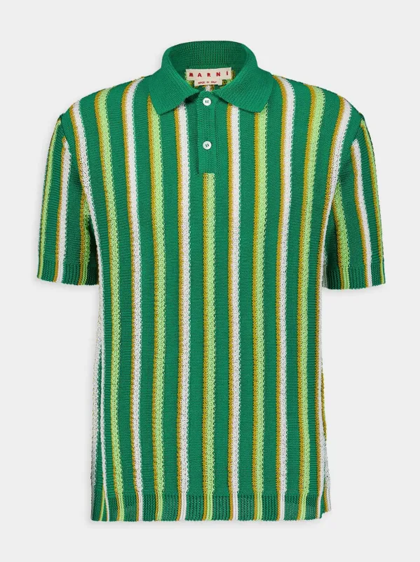 Striped Crochet Polo Shirt sold by Fashion Clinic