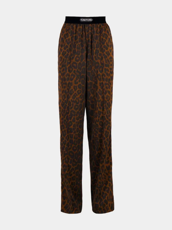 Silk Satin Leopard PJ Trousers sold by Fashion Clinic