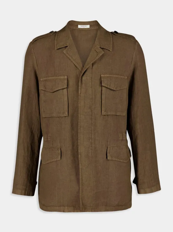 Garment-dyed Linen Field Jacket sold by Fashion Clinic