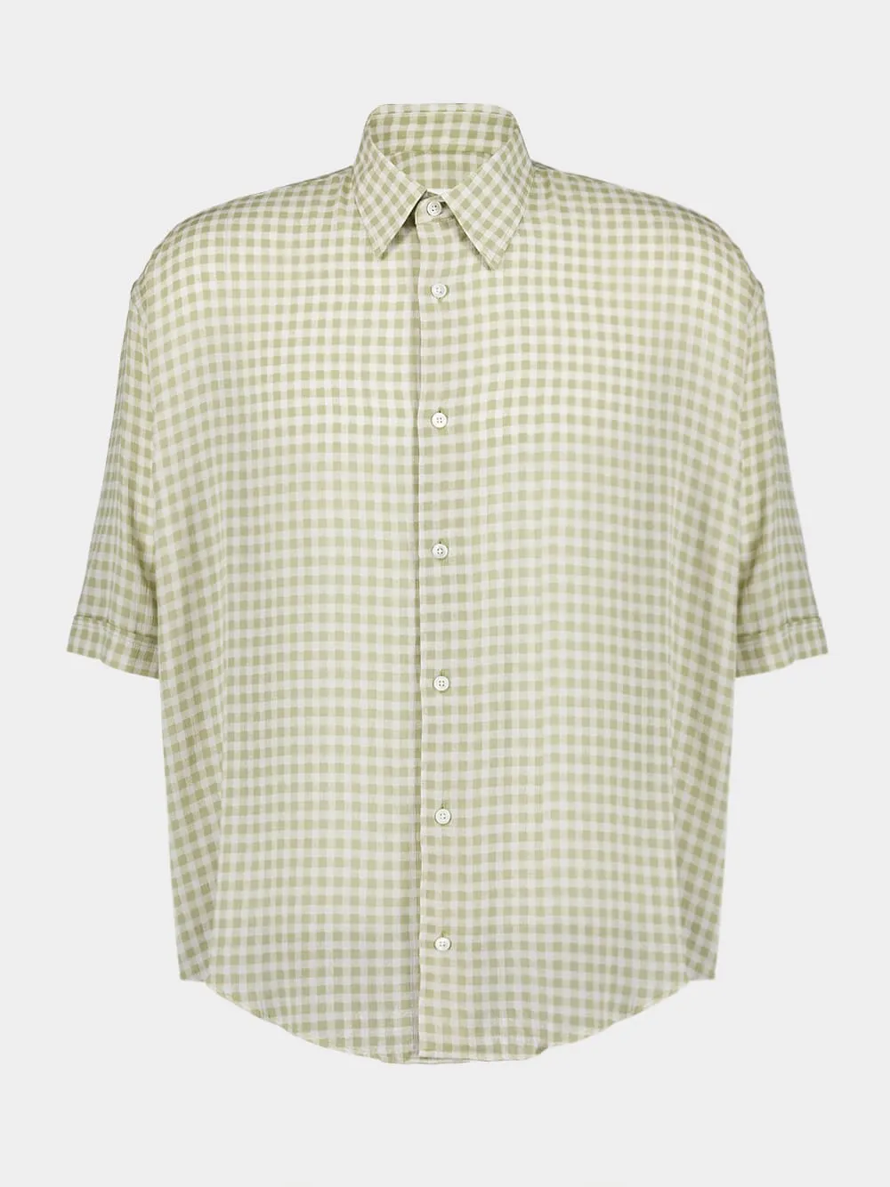 Green Boxy Fit Check Shirt sold by Fashion Clinic