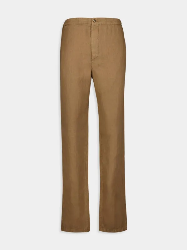 Sand Tailored Linen Trousers sold by Fashion Clinic