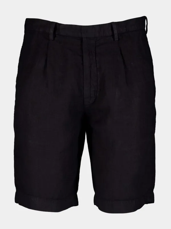 Navy Linen Tailored Shorts sold by Fashion Clinic