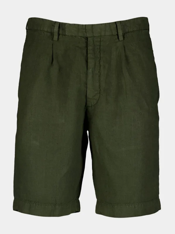 Green Linen Tailored Shorts sold by Fashion Clinic
