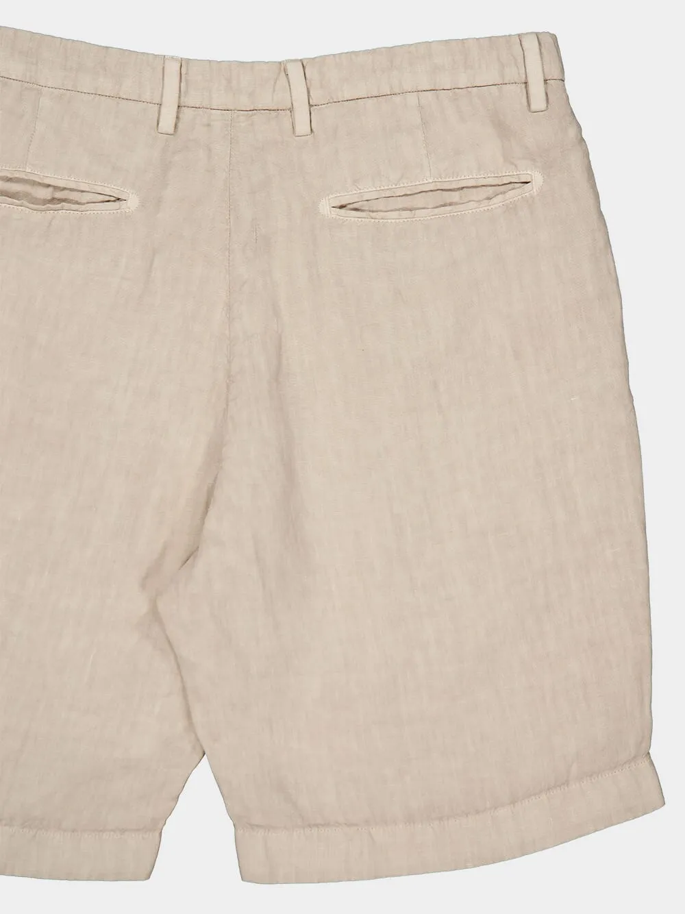 Beige Linen Tailored Shorts sold by Fashion Clinic product image thumbnail 4