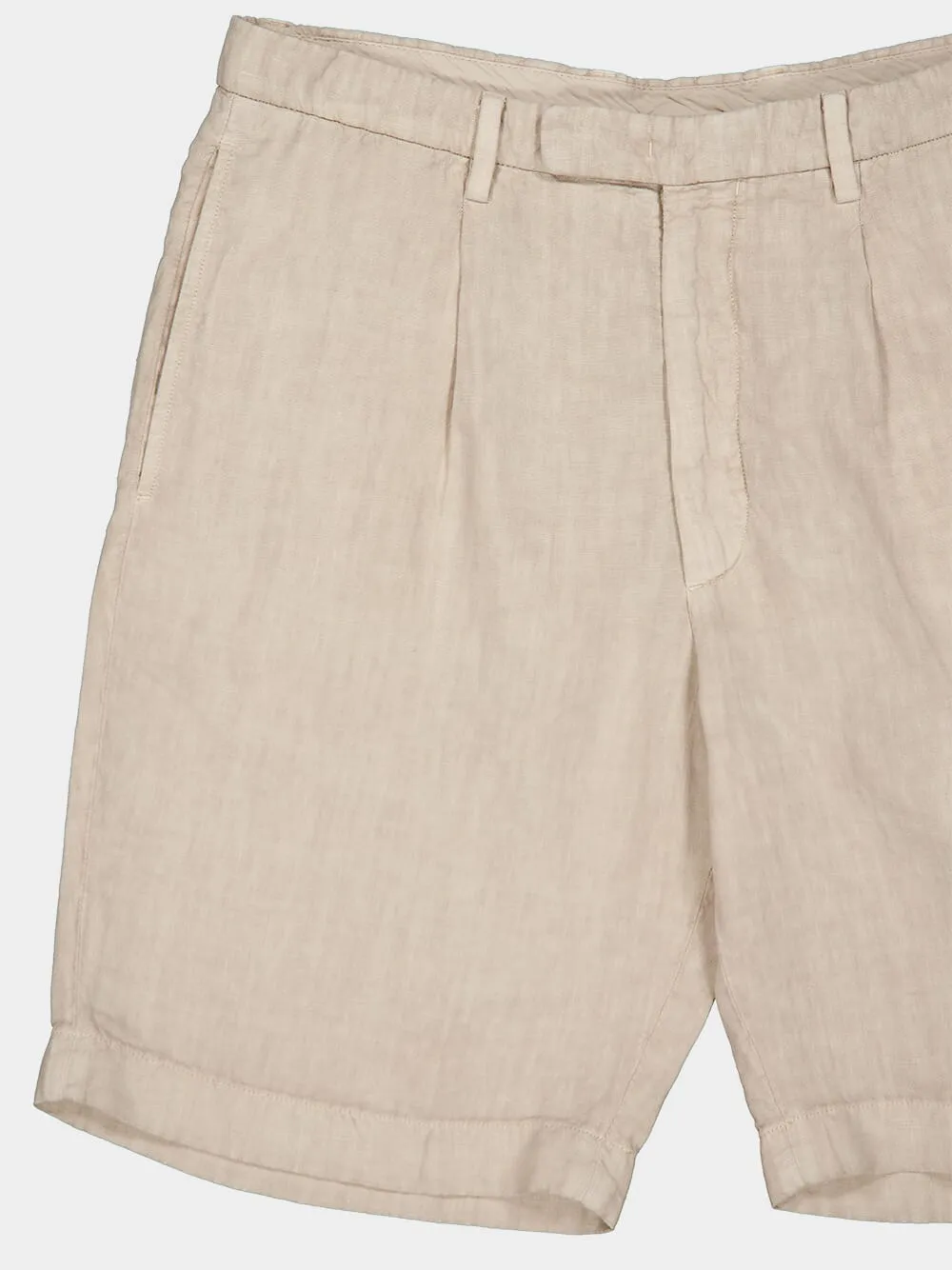 Beige Linen Tailored Shorts sold by Fashion Clinic product image thumbnail 3