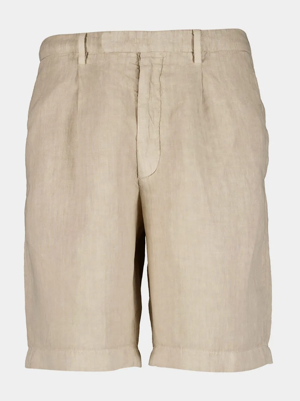Beige Linen Tailored Shorts sold by Fashion Clinic
