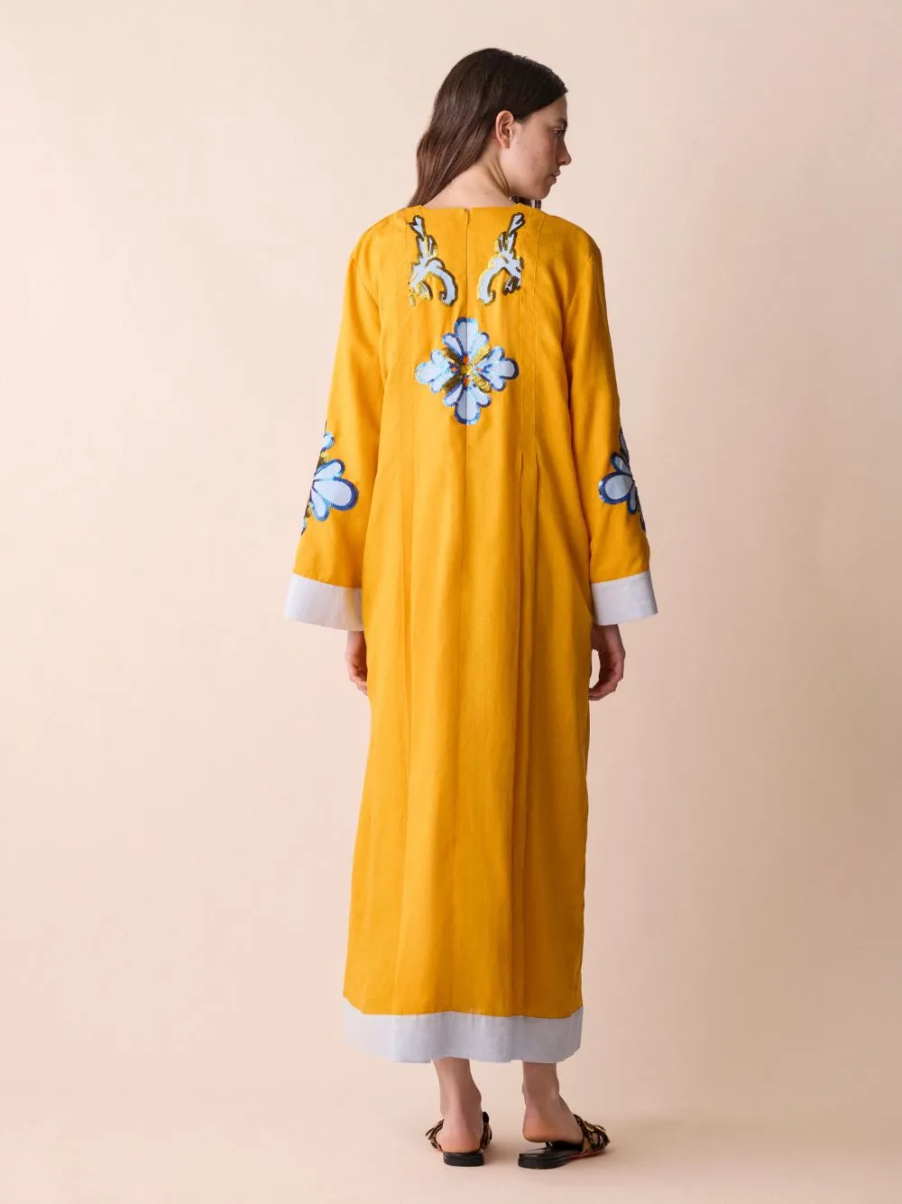 Crystal Linen Embroidered Maxi Dress sold by Fashion Clinic product image thumbnail 5