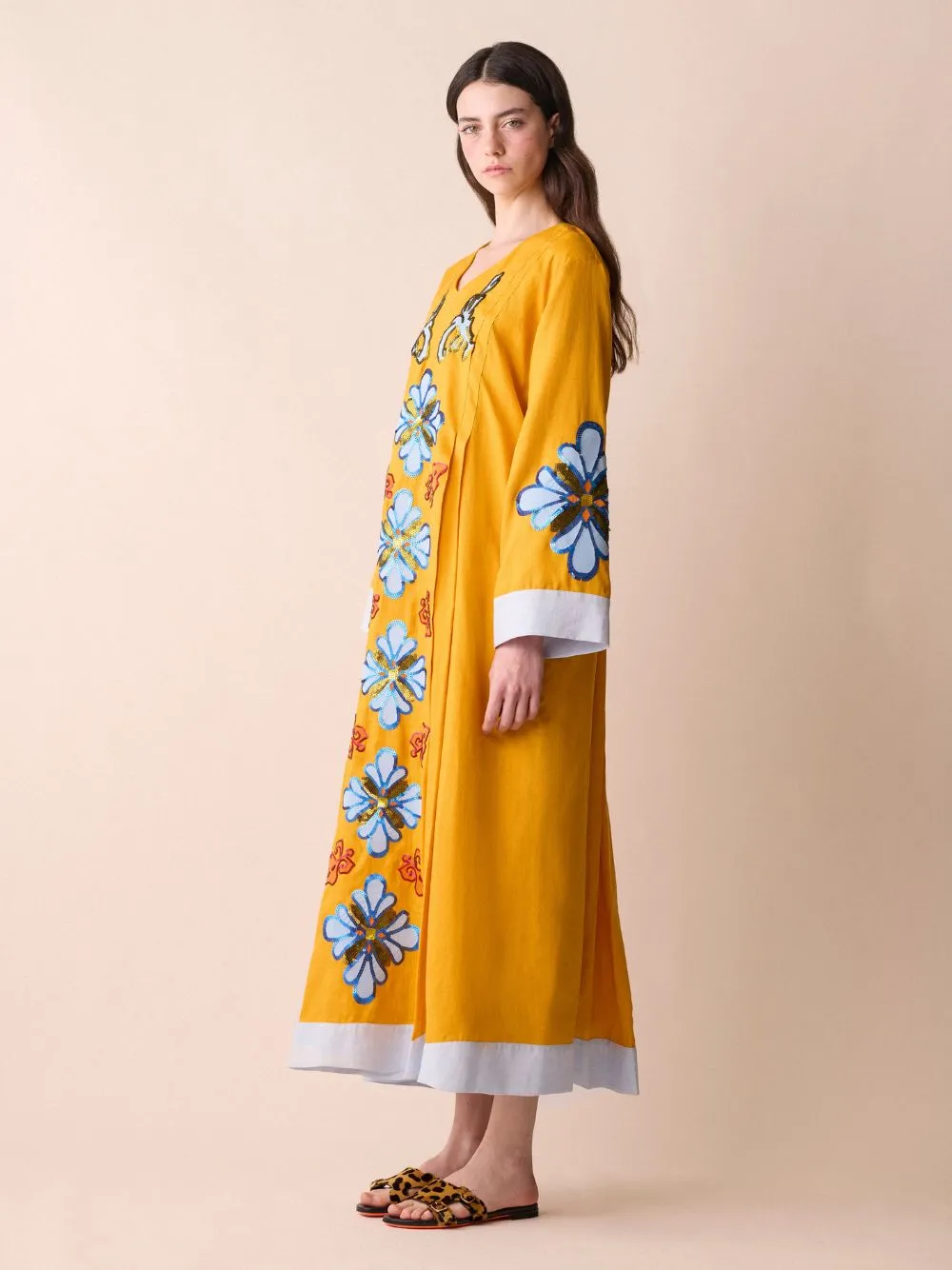 Crystal Linen Embroidered Maxi Dress sold by Fashion Clinic product image thumbnail 3