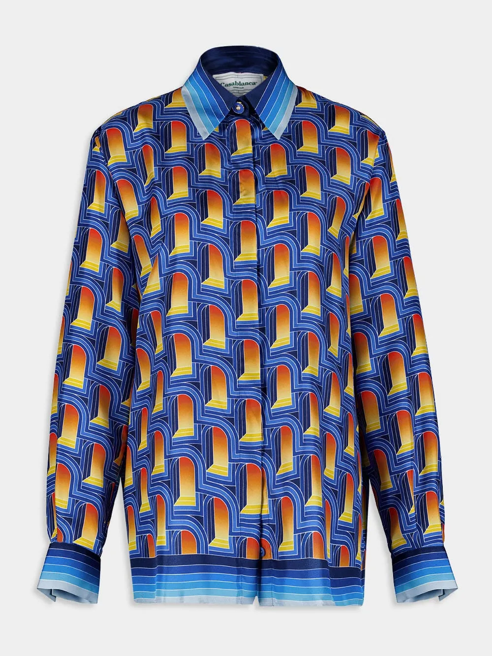 Vibrant Silk Graphic Print Shirt sold by Fashion Clinic