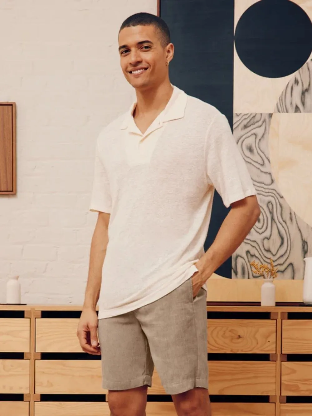 Yellow Haze Mello Linen Polo sold by Fashion Clinic