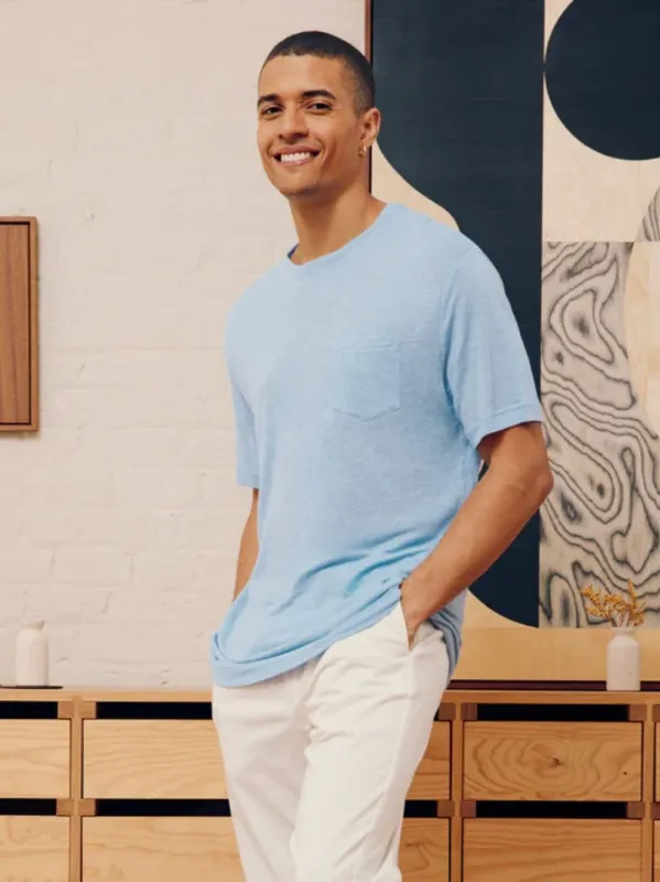 Carmo Linen Jersey Blue T-Shirt made by Fashion Clinic