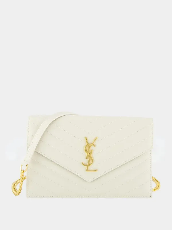 Cream Cassandre Envelope Chain Wallet sold by Fashion Clinic