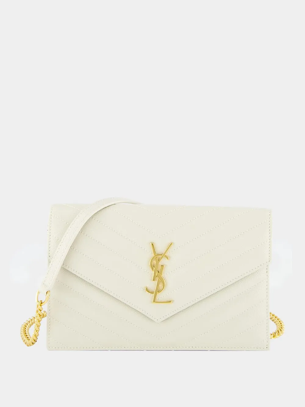 Cream Cassandre Envelope Chain Wallet sold by Fashion Clinic