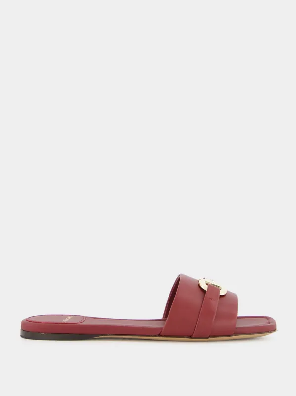 Gancini Buckle Leather Slide sold by Fashion Clinic
