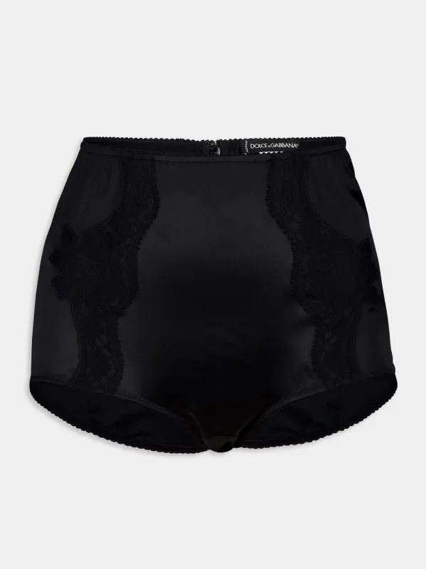 Black Satin Lace Briefs sold by Fashion Clinic