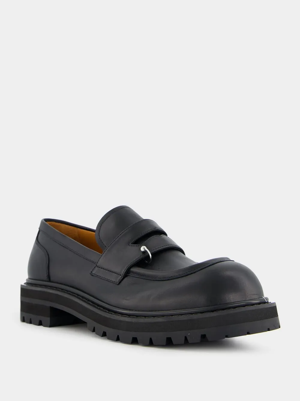 Black Leather Chunky Loafers sold by Fashion Clinic product image thumbnail 2