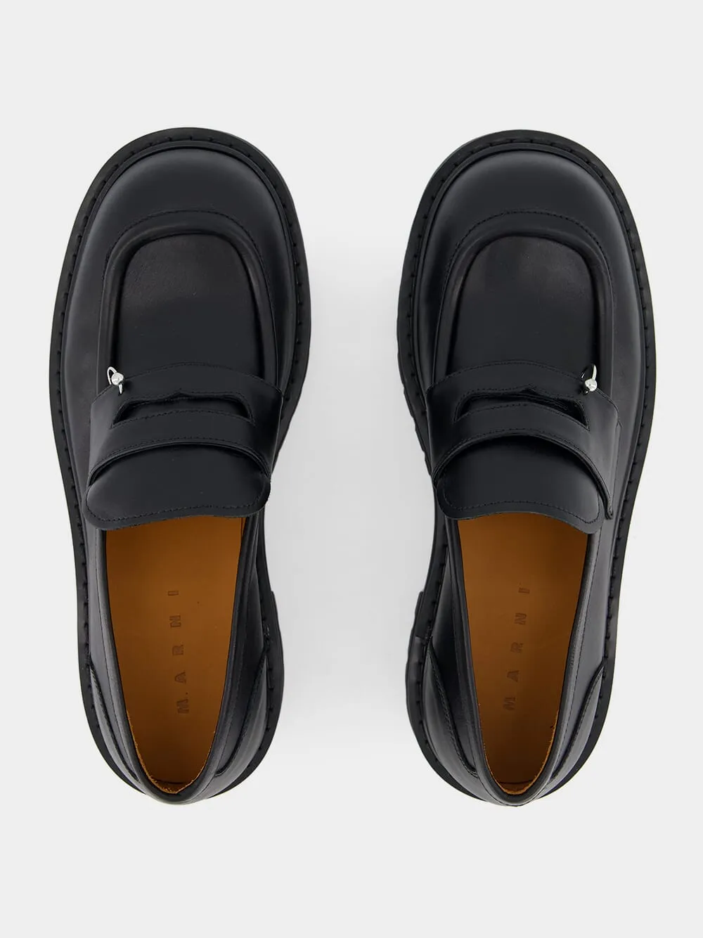 Black Leather Chunky Loafers sold by Fashion Clinic product image thumbnail 4