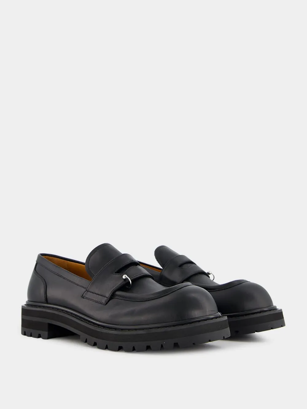 Black Leather Chunky Loafers sold by Fashion Clinic product image thumbnail 3