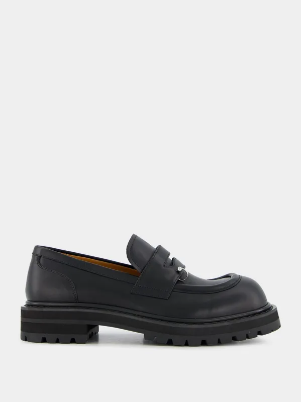 Black Leather Chunky Loafers sold by Fashion Clinic