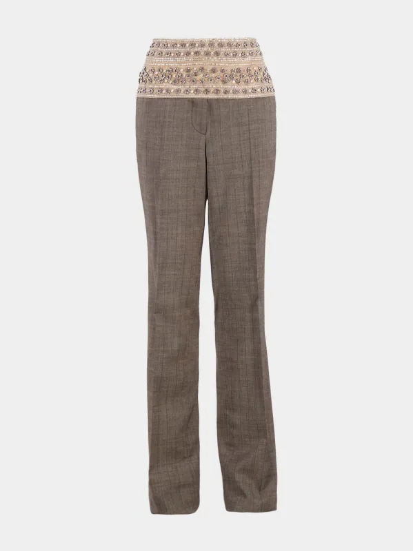 Crystal-Embellished Wool Trousers sold by Fashion Clinic