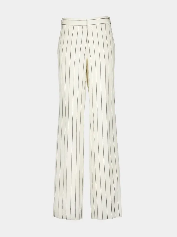 Pinstripe Cream Straight-Leg Trousers sold by Fashion Clinic