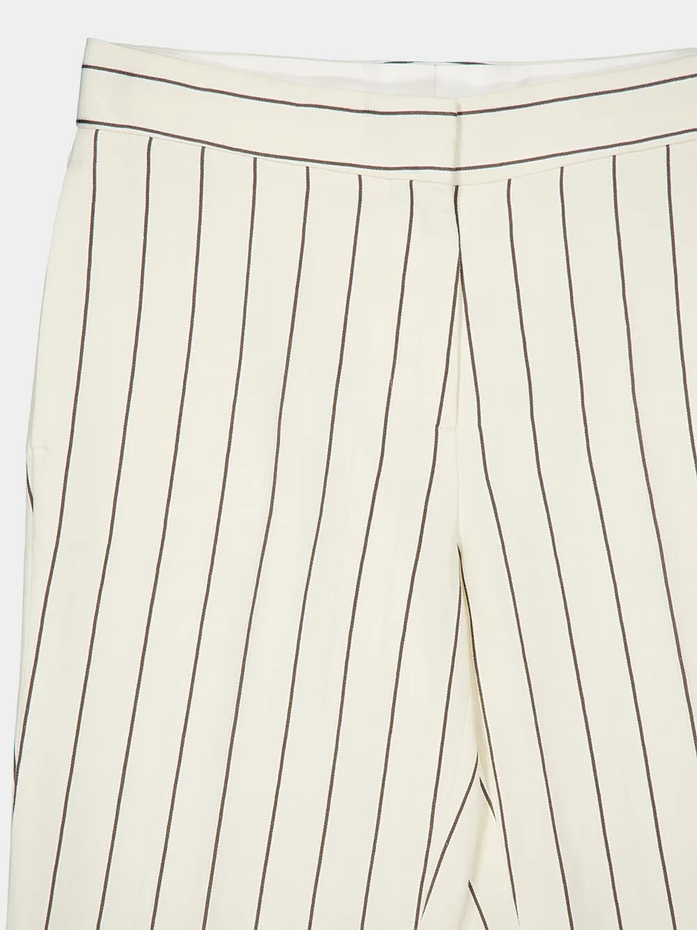 Pinstripe Cream Straight-Leg Trousers sold by Fashion Clinic product image thumbnail 5
