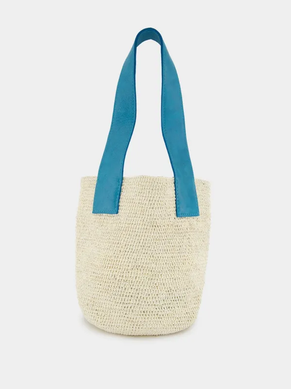 El Viajero Mini Straw Turquoise Leather Bag sold by Fashion Clinic