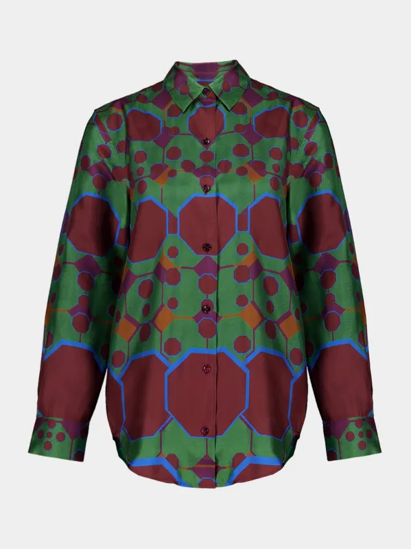 Ametista Octa Print Printed Silk Twill Shirt sold by Fashion Clinic