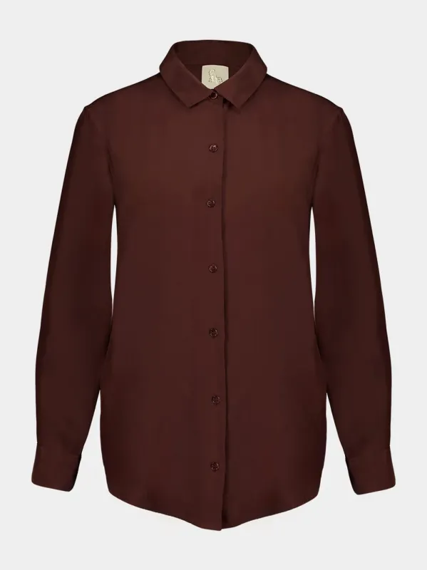 Ametista Coffee Bean Silk Shirt sold by Fashion Clinic