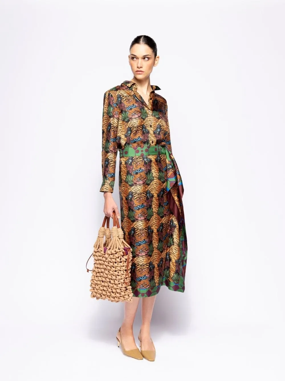 Wisteria Dreamframe Print Wrap Skirt in Double Printed Silk Twill sold by Fashion Clinic