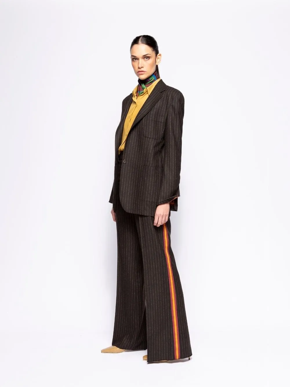 Tansy Coffee Bean Striped Blazer with Internal Detail sold by Fashion Clinic product image thumbnail 5
