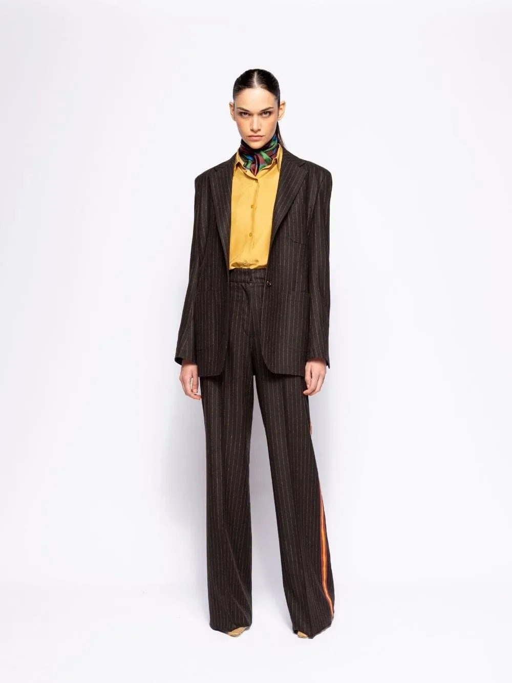 Tansy Coffee Bean Striped Blazer with Internal Detail sold by Fashion Clinic