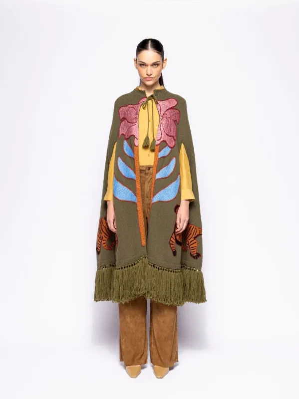 Saphire Duffel Bag Embroidered Knitted Cape sold by Fashion Clinic