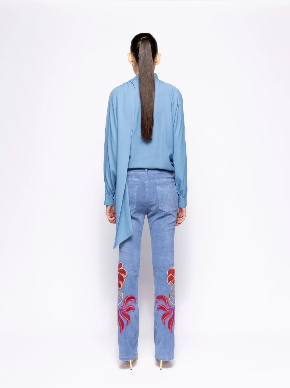 Narcissus Dutch Blue Wrap Top with Collar Tie sold by Fashion Clinic product image thumbnail 4