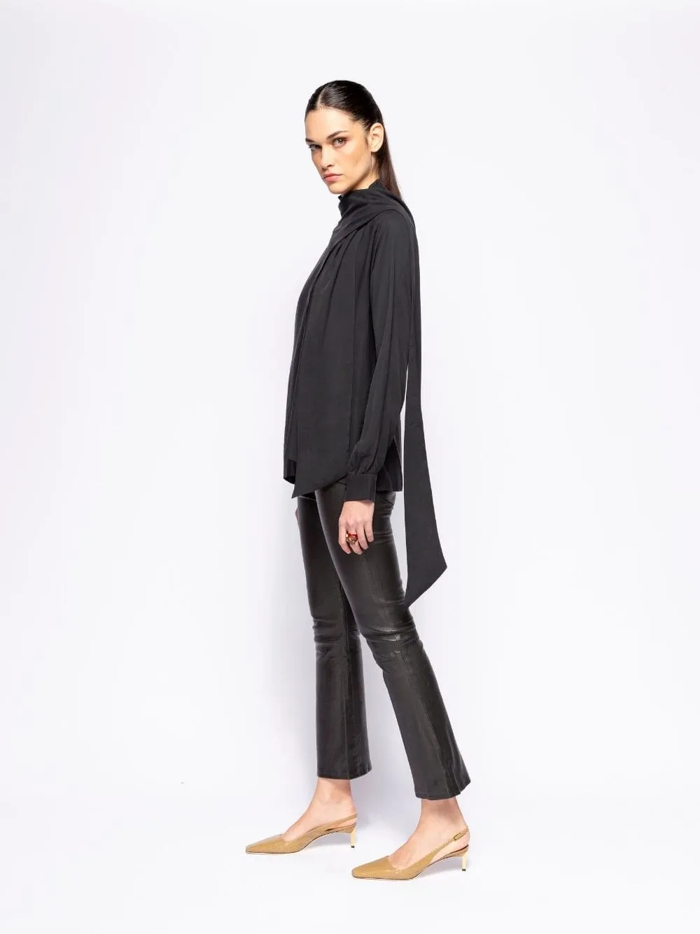 Narcissus Black Wrap Top with Collar Tie sold by Fashion Clinic product image thumbnail 5
