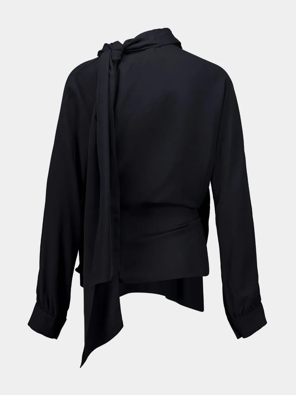 Narcissus Black Wrap Top with Collar Tie sold by Fashion Clinic product image thumbnail 2