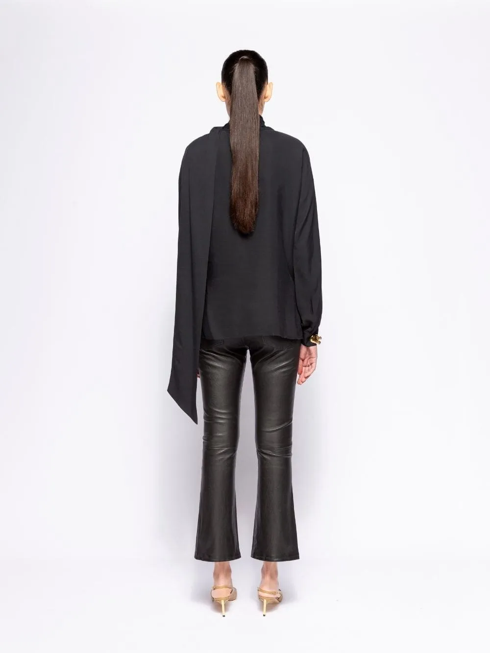 Narcissus Black Wrap Top with Collar Tie sold by Fashion Clinic product image thumbnail 3