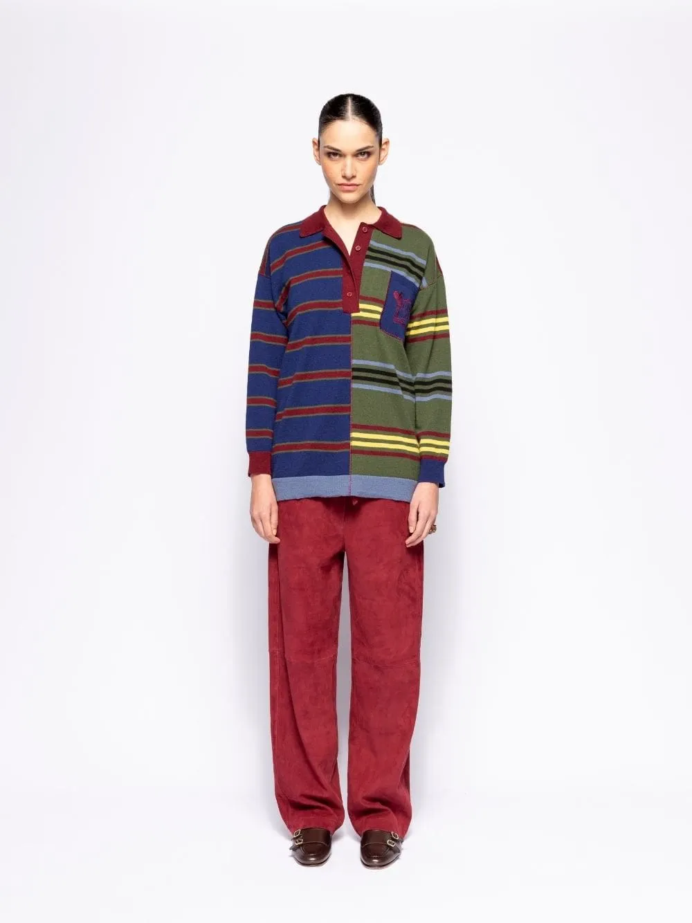 Magdalene Multicolour Striped Embroidered Knitted Top sold by Fashion Clinic product image thumbnail 2