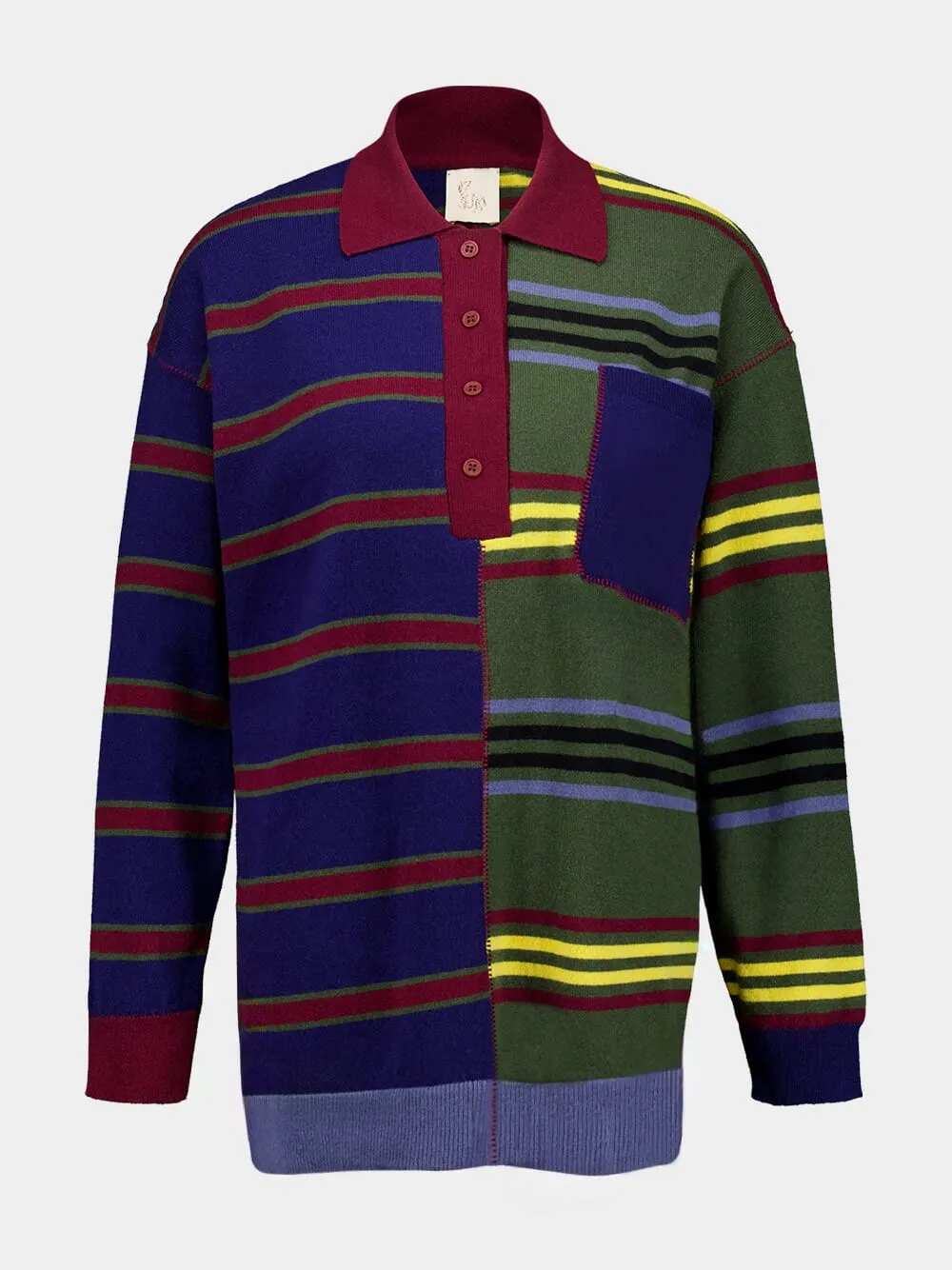 Magdalene Multicolour Striped Embroidered Knitted Top sold by Fashion Clinic