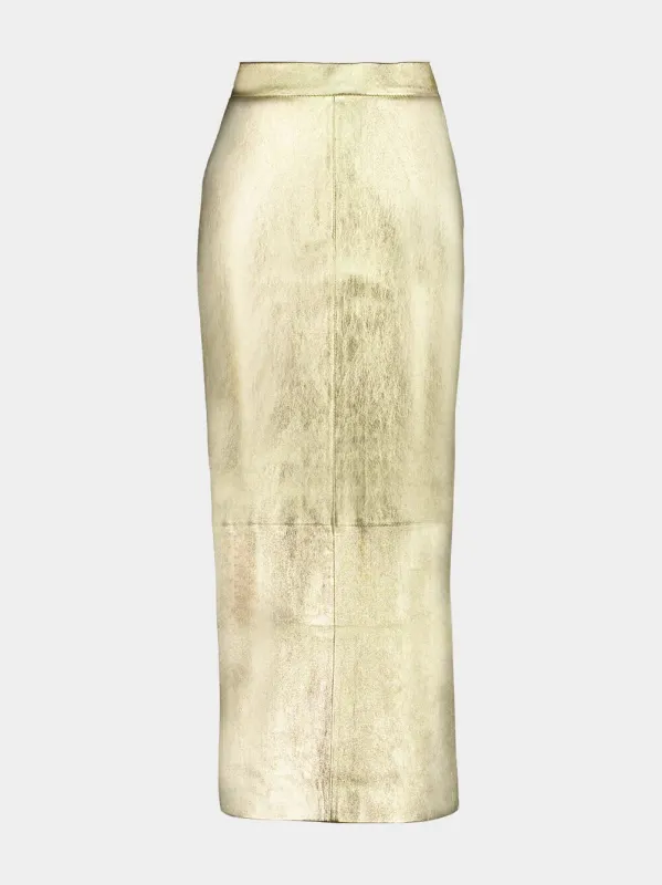 Luna Gold-Effect Leather Skirt sold by Fashion Clinic