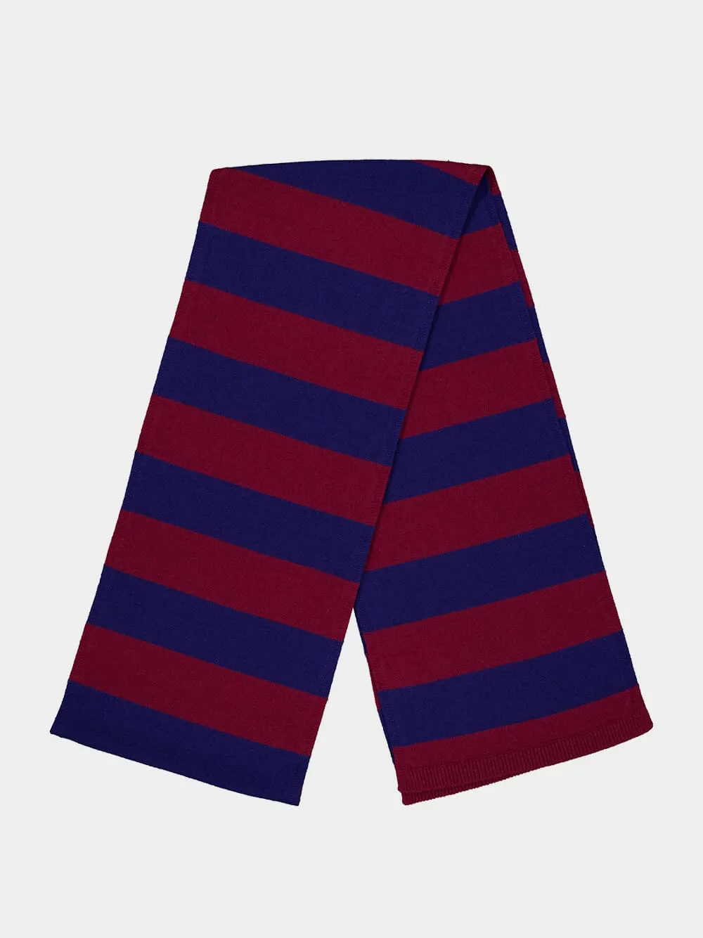 Lucca Cabernet and Blue Stripes Knitted Scarf sold by Fashion Clinic